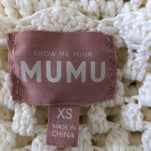 Show Me Your Mumu Paula Crochet Knit Pullover Top XS Cream Long Sleeve - Picture 9 of 12